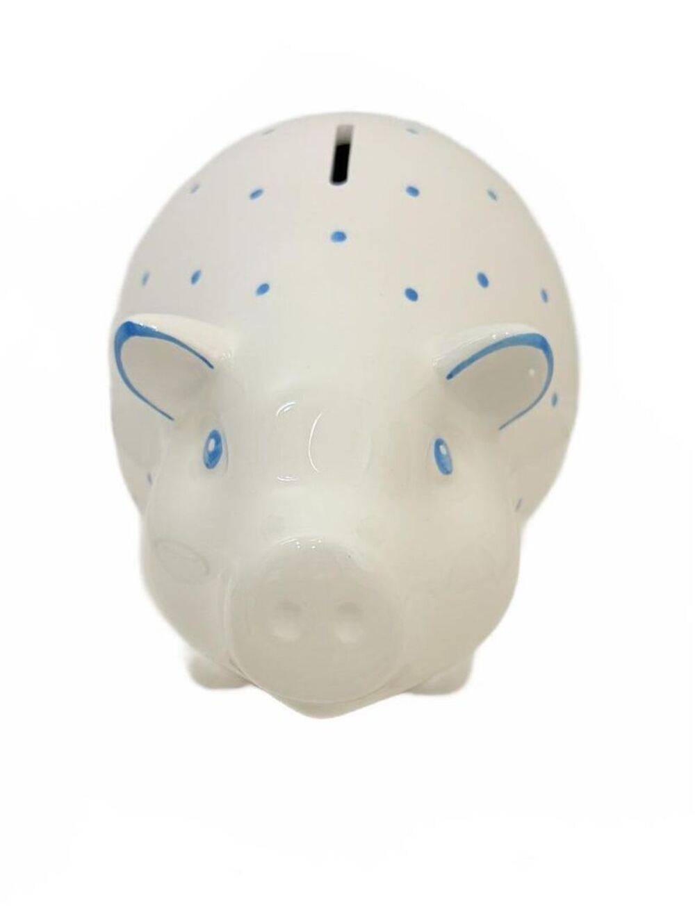 Tiffany & Co Earthenware Dot Piggy Bank‎ White Blue Polka Dots Ceramic